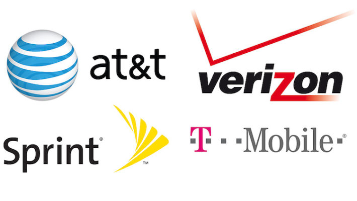 AT&T, Verizon, Sprint, and T-Mobile logos