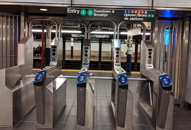 Google contactless payment docs at Fulton Street, NYC