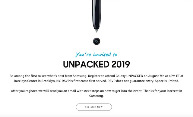 Samsung Unpacked public invite